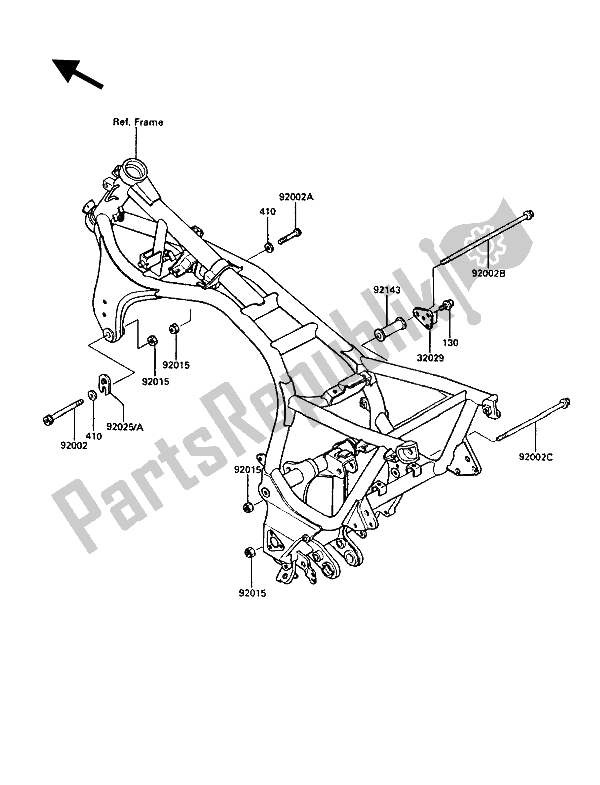 All parts for the Frame Fittings of the Kawasaki 1000 GTR 1986