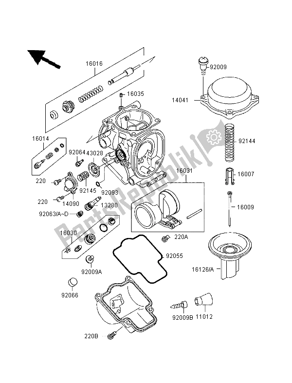 All parts for the Carburetor Parts of the Kawasaki Ninja ZX 9R 900 1999