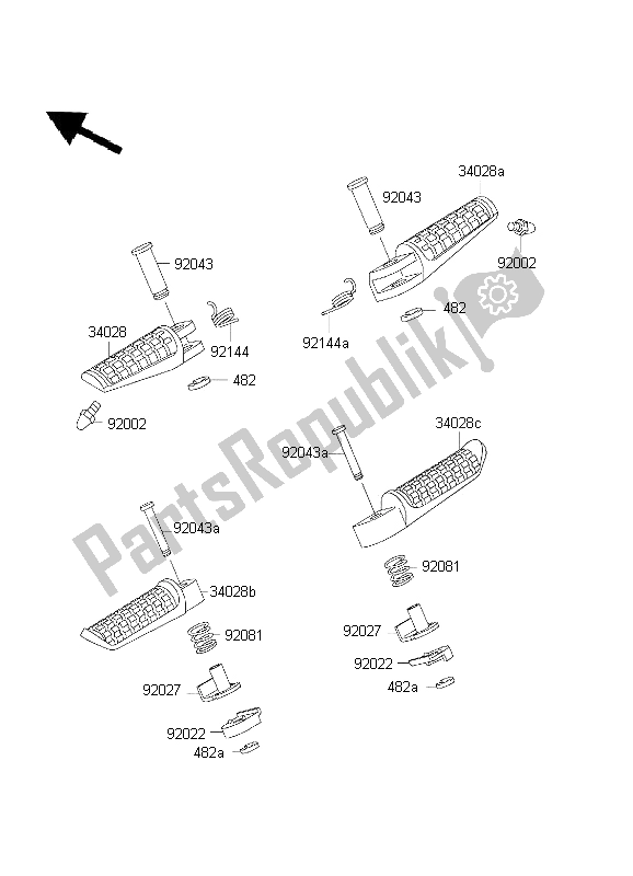 All parts for the Footrests of the Kawasaki Ninja ZX 7R 750 2001