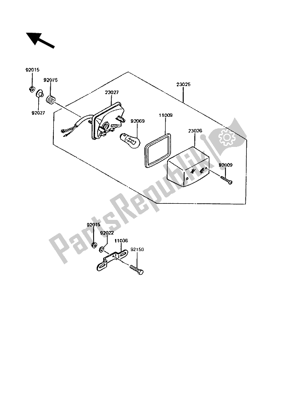 All parts for the Taillight(s) of the Kawasaki KMX 125 1992