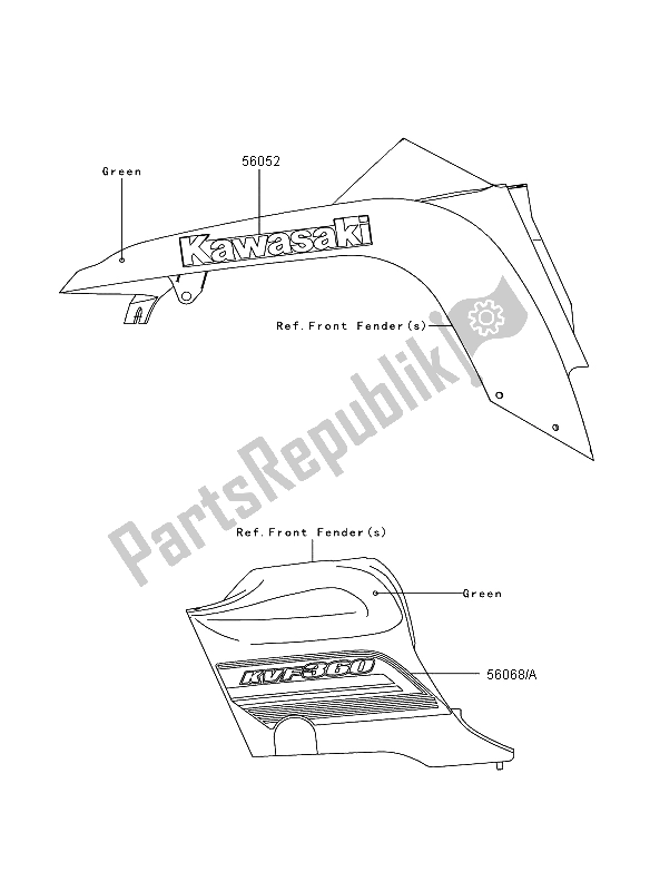 All parts for the Decals (green) (eu) of the Kawasaki KVF 360 2009