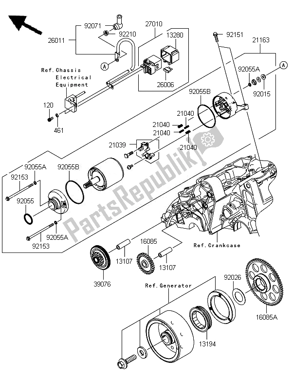 Alle onderdelen voor de Startmotor van de Kawasaki Versys ABS 650 2010
