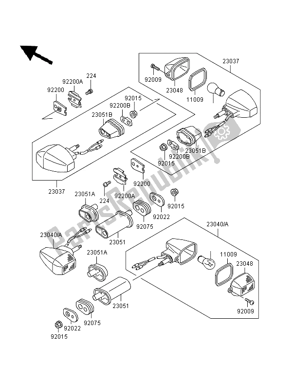 Tutte le parti per il Indicatori Di Direzione del Kawasaki GPZ 500S 1996