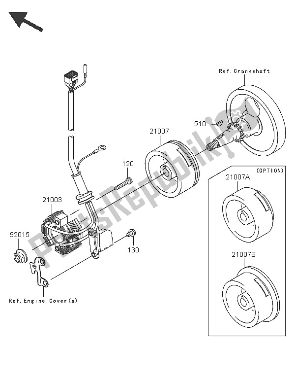 All parts for the Generator of the Kawasaki KX 250F 2005