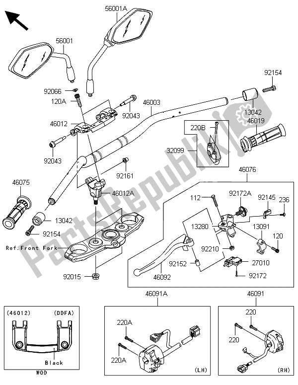 Tutte le parti per il Manubrio del Kawasaki Z 1000 2013