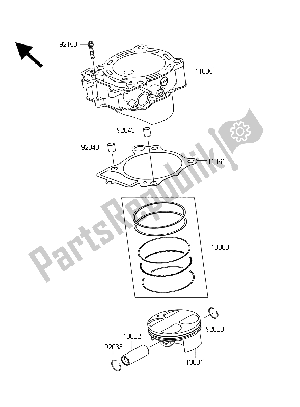 All parts for the Cylinder & Piston(s) of the Kawasaki KFX 450R 2008