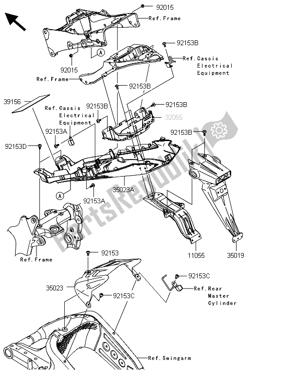 Toutes les pièces pour le Garde-boue Arrière du Kawasaki Ninja ZX 6R 600 2013