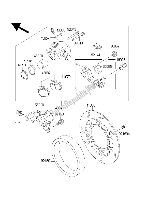 All parts for the Rear Brake of the Kawasaki KLX 650 1995