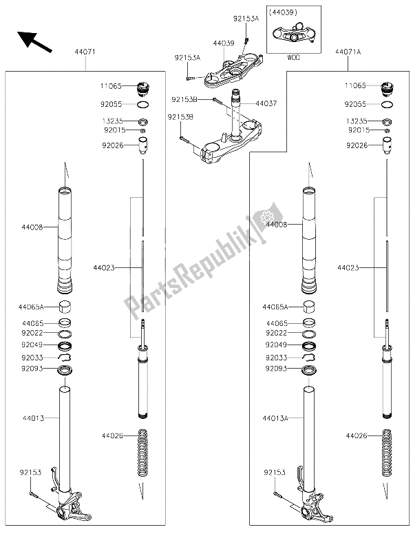 Todas las partes para Tenedor Frontal de Kawasaki Ninja H2 1000 2015