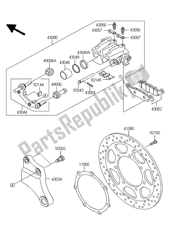 All parts for the Rear Brake of the Kawasaki VN 2000 Classic 2008