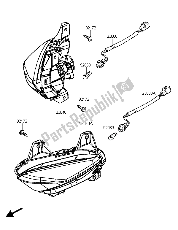 All parts for the Turn Signals of the Kawasaki J 300 2015