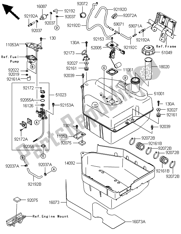 Todas las partes para Depósito De Combustible de Kawasaki Brute Force 650 4X4I 2014