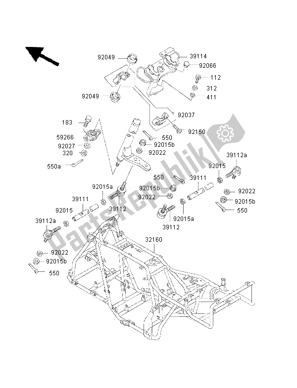 Toutes les pièces pour le Cadre du Kawasaki KLF 300 4X4 2000