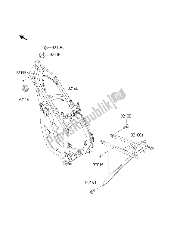 All parts for the Frame of the Kawasaki KX 125 2002