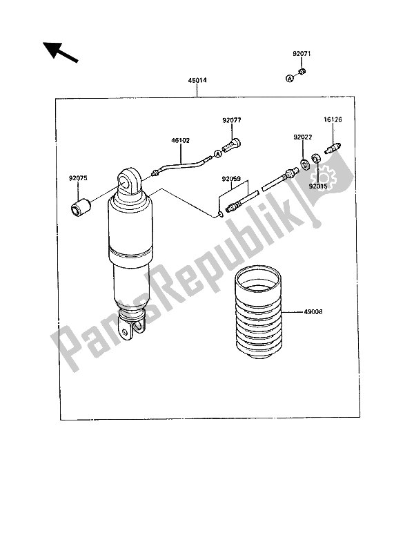 All parts for the Shock Absorber(s) of the Kawasaki 1000 GTR 1988