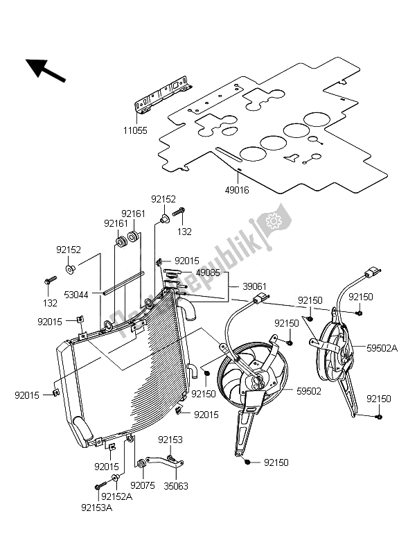 All parts for the Radiator of the Kawasaki 1400 GTR ABS 2010