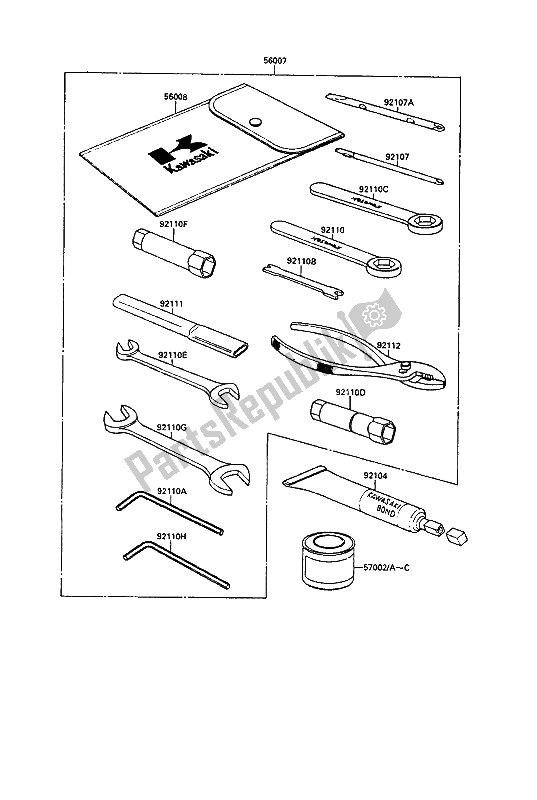 All parts for the Owners Tools of the Kawasaki KLR 500 1987