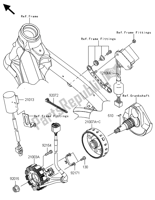 All parts for the Generator of the Kawasaki KX 450F 2014