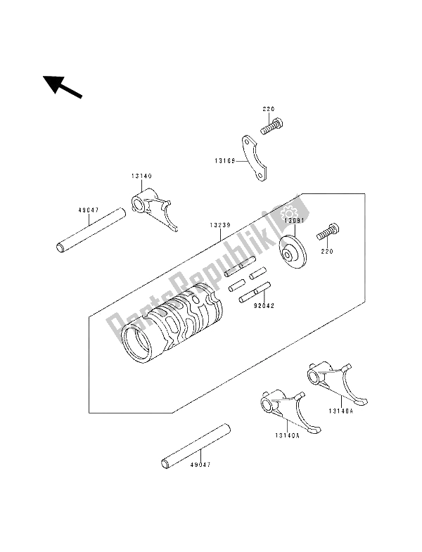 All parts for the Gear Change Drum & Shift Fork(s) of the Kawasaki KX 60 1994