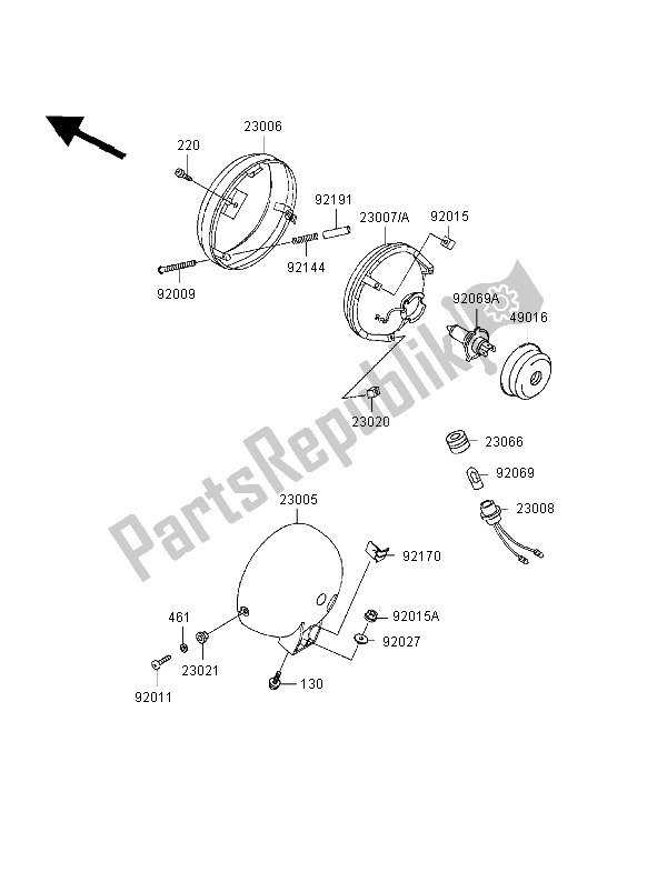 Tutte le parti per il Faro del Kawasaki Eliminator 125 1998