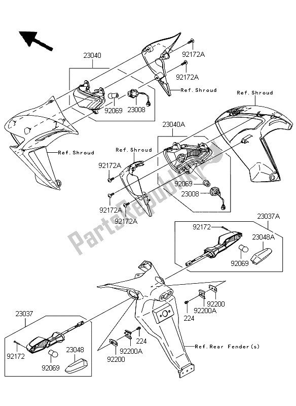 Tutte le parti per il Indicatori Di Direzione del Kawasaki ER 6N 650 2009