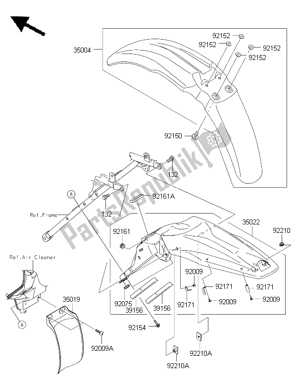 Tutte le parti per il Parabordi del Kawasaki KLX 450R 2015