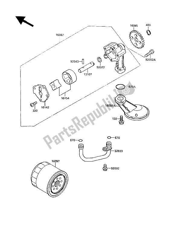 Todas las partes para Bomba De Aceite de Kawasaki LTD 450 1989