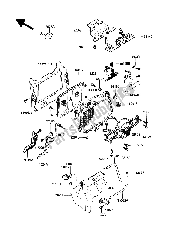 All parts for the Radiator of the Kawasaki Voyager XII 1200 1987