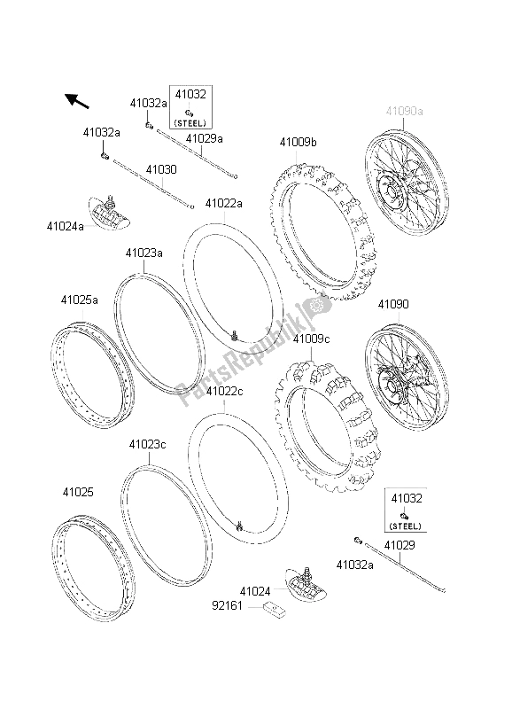 All parts for the Tires of the Kawasaki KX 250 2002