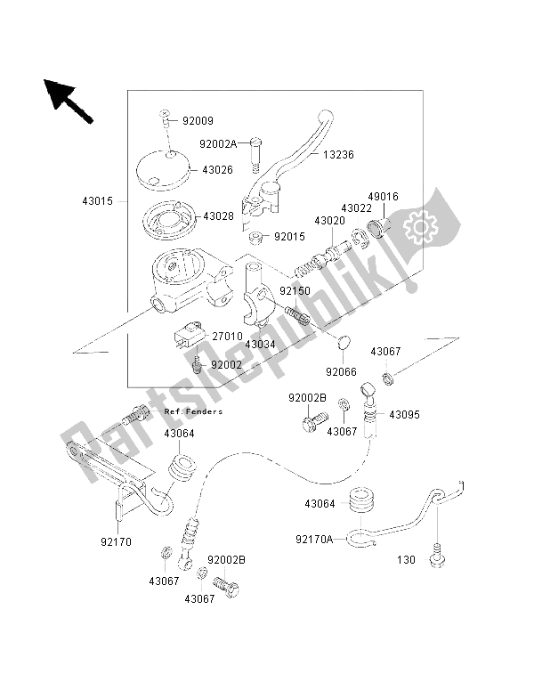 Todas las partes para Cilindro Maestro Delantero de Kawasaki VN 1500 Classic FI 2001