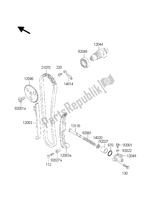 All parts for the Camshaft Tensioner of the Kawasaki KLF 300 4X4 2001