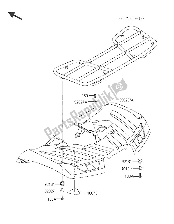 All parts for the Rear Fender(s) of the Kawasaki Brute Force 750 4X4I EPS 2016