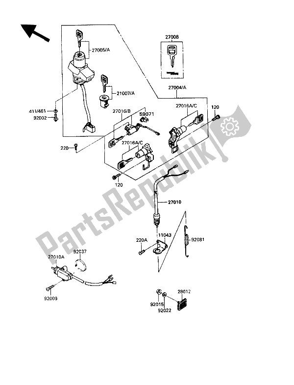 Tutte le parti per il Interruttore Di Accensione del Kawasaki GPZ 900R 1993