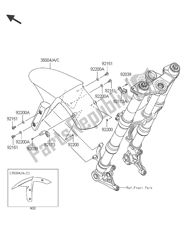 Todas las partes para Guardabarros Delantero de Kawasaki Z 1000 SX 2016