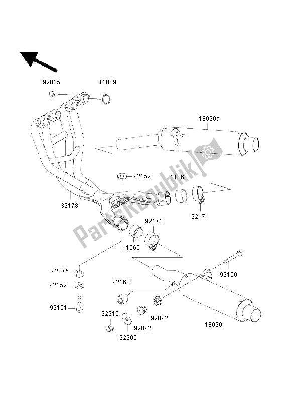 Tutte le parti per il Silenziatore del Kawasaki ZZ R 600 2002