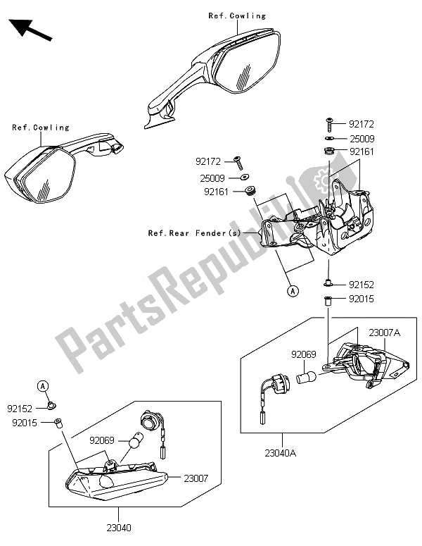 All parts for the Turn Signals of the Kawasaki Ninja ZX 10R ABS 1000 2014