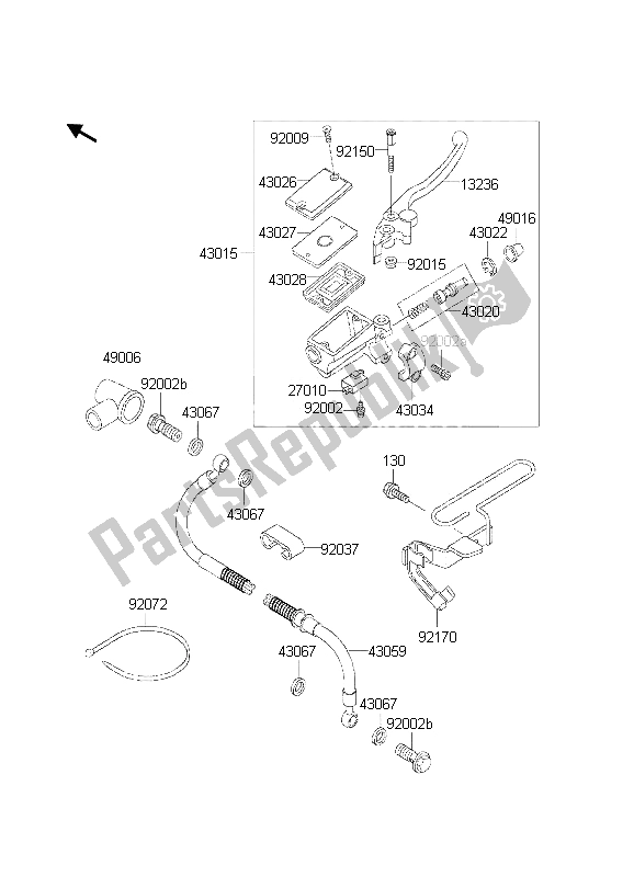 All parts for the Front Master Cylinder of the Kawasaki KLE 500 2002