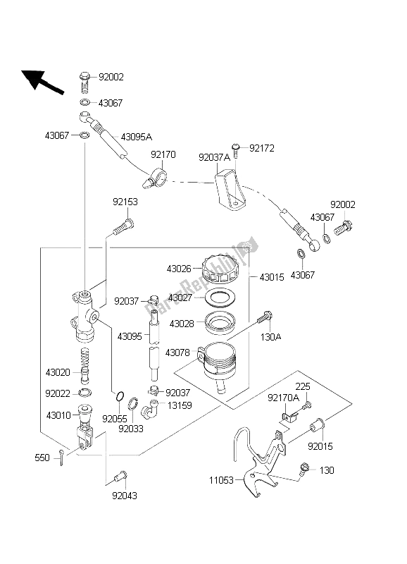 Tutte le parti per il Pompa Freno Posteriore del Kawasaki Ninja ZX 6R 600 2003