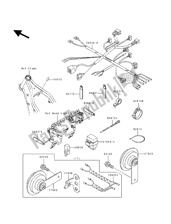 Tutte le parti per il Equipaggiamento Elettrico Del Telaio del Kawasaki KLX 250 1994