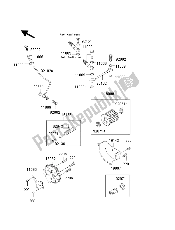 All parts for the Oil Pump of the Kawasaki KLF 300 4X4 2002