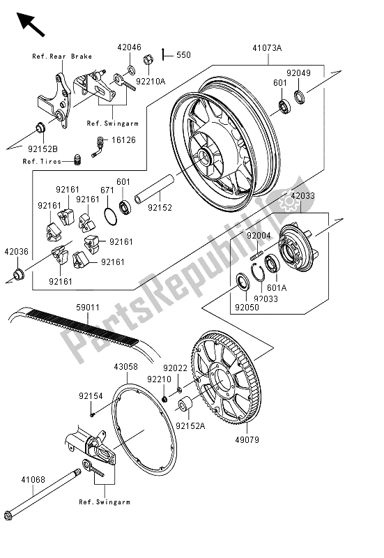 All parts for the Rear Hub of the Kawasaki VN 1700 Classic ABS 2013