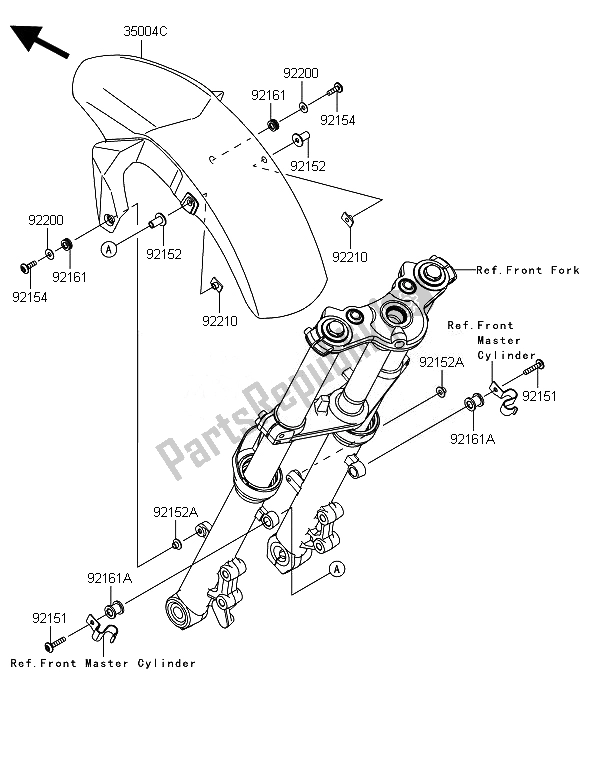 Tutte le parti per il Parafango Anteriore del Kawasaki ER 6F 650 2014