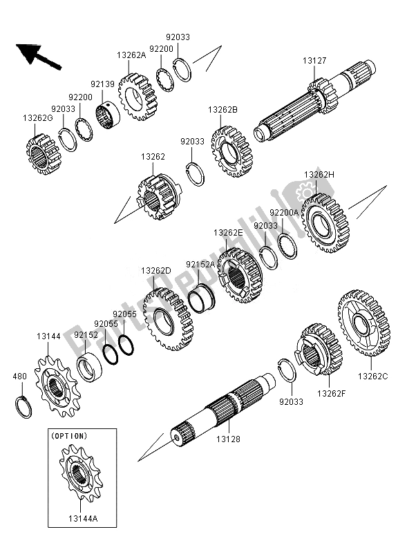 All parts for the Transmission of the Kawasaki KX 250F 2007