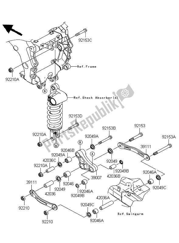 Tutte le parti per il Sospensione del Kawasaki ZZR 1400 ABS 2009