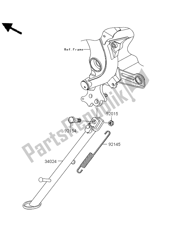 All parts for the Stand of the Kawasaki Versys 650 2012