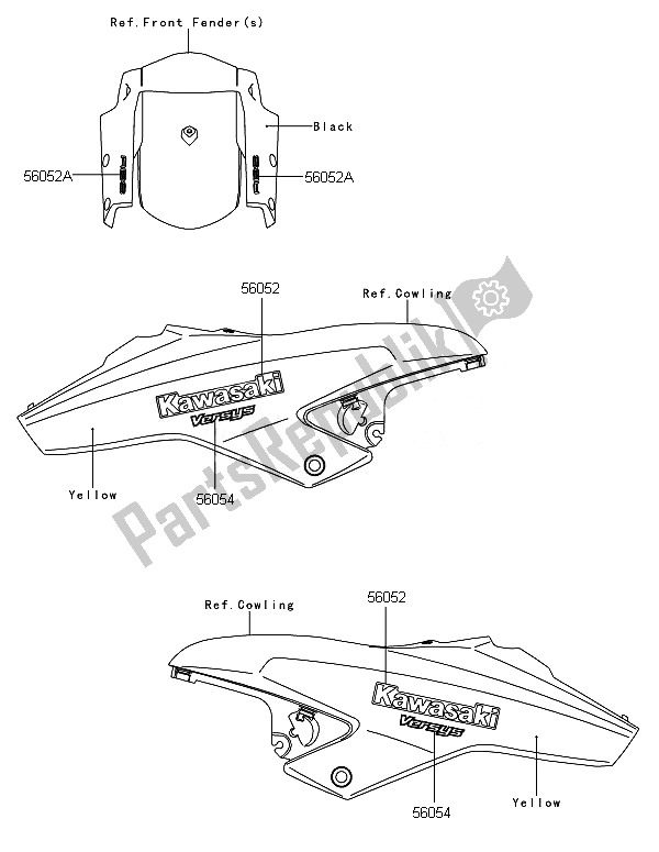 Alle onderdelen voor de Stickers (geel) van de Kawasaki Versys 1000 ABS 2014