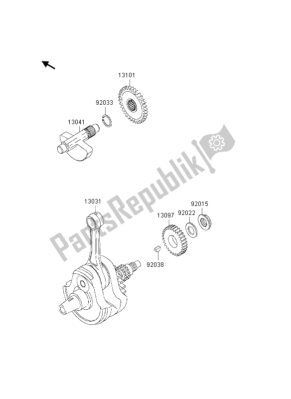 All parts for the Crankshaft of the Kawasaki KLX 300R 1997