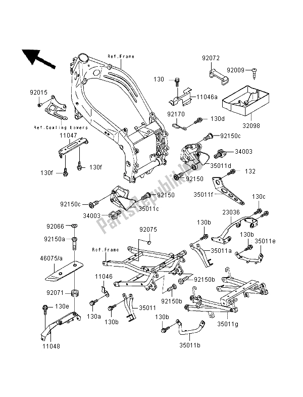 Tutte le parti per il Custodia Della Batteria del Kawasaki ZXR 400 1999