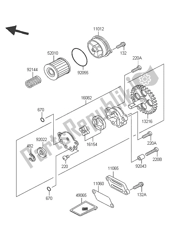 All parts for the Oil Pump of the Kawasaki Eliminator 125 2005