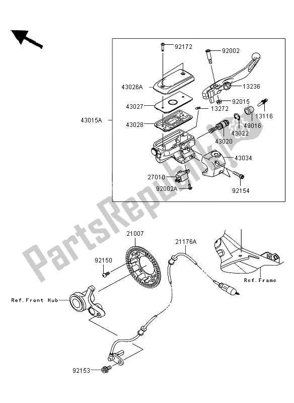 Toutes les pièces pour le Maître-cylindre Avant du Kawasaki VN 1700 Voyager ABS 2012